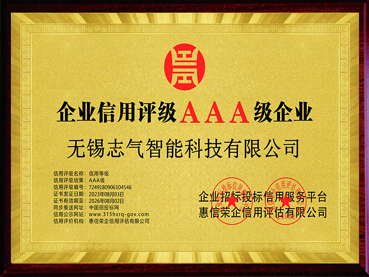 AAA級企業證書